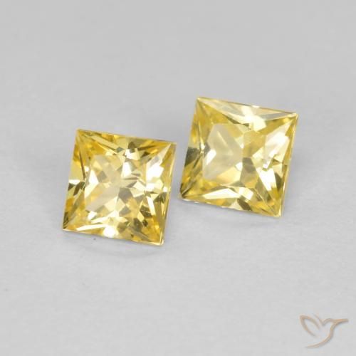Gemas de Zafiro Amarillo toscana natural de 0.53 ct, Cuadrado, VS