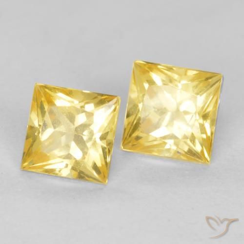 Gemas de Zafiro Amarillo toscana natural de 0.65 ct, Cuadrado, VS