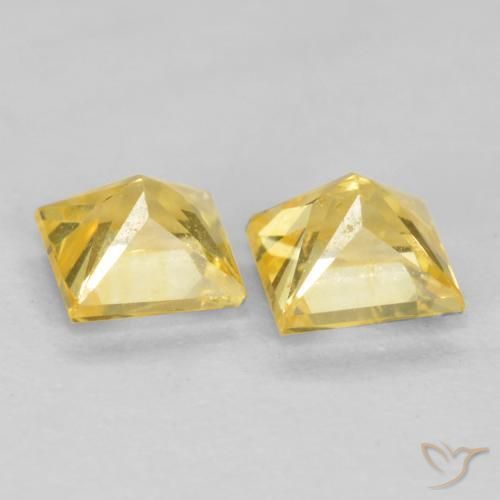 Gemas de Zafiro Amarillo toscana natural de 0.65 ct, Cuadrado, VS