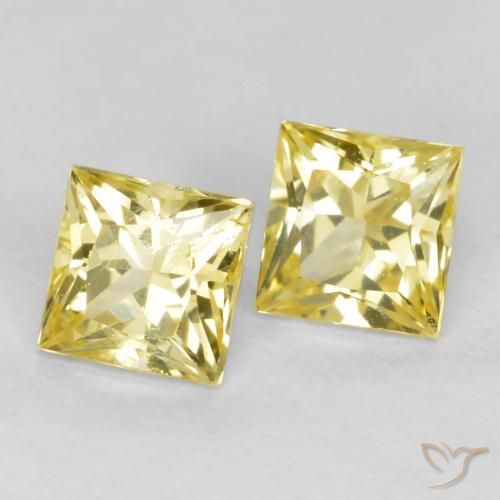 Gemas de Zafiro Amarillo toscana natural de 0.54 ct, Cuadrado, VS