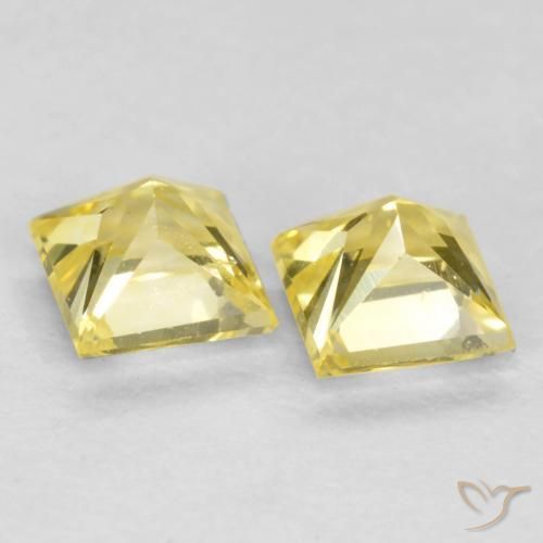 Gemas de Zafiro Amarillo toscana natural de 0.54 ct, Cuadrado, VS