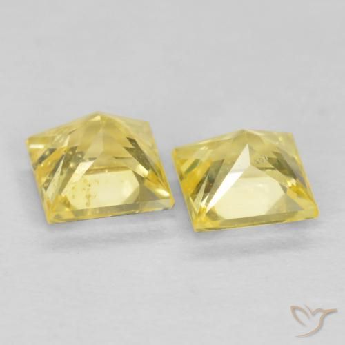 Gemas de Zafiro Amarillo toscana natural de 0.62 ct, Cuadrado, VS