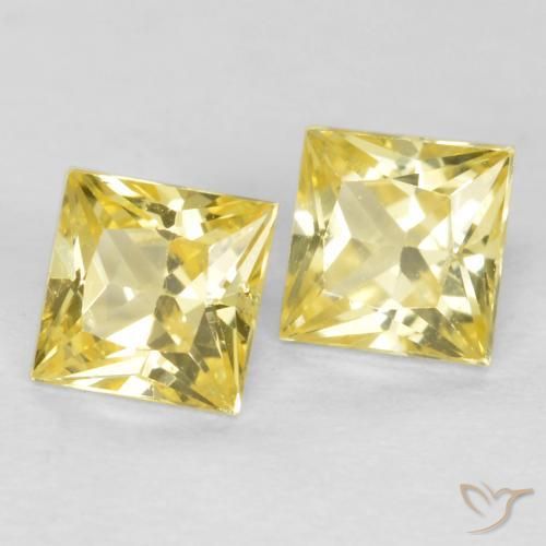 Gemas de Zafiro Amarillo toscana natural de 0.54 ct, Cuadrado, VS