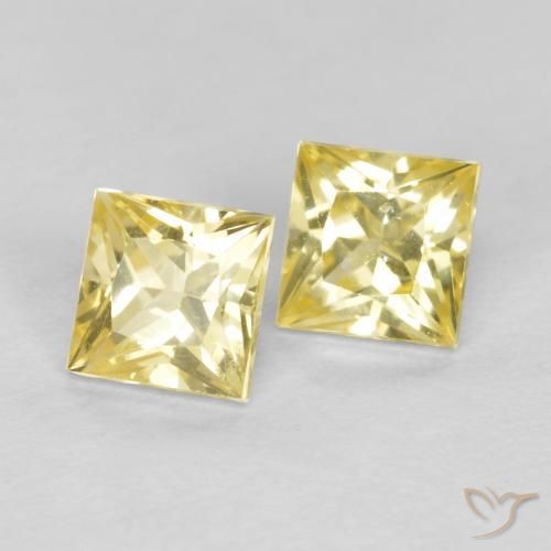 Gemas de Zafiro Amarillo toscana natural de 0.51 ct, Cuadrado, VS