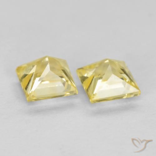 Gemas de Zafiro Amarillo toscana natural de 0.51 ct, Cuadrado, VS