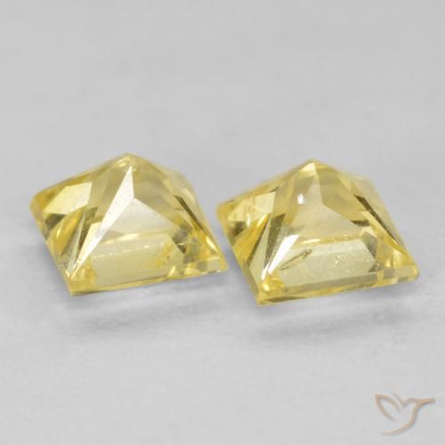 Gemas de Zafiro Amarillo claro medio natural de 0.70 ct, Cuadrado, VS