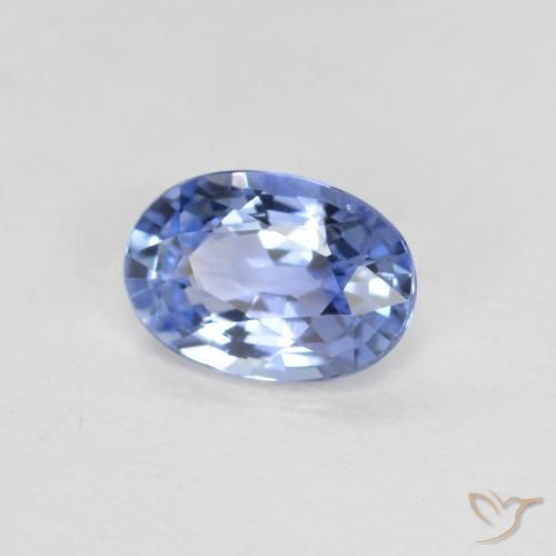 Zafiro Azul pastel natural de 0.51 ct, Ovalada, VVS-VS