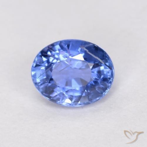 Zafiro Azul claro natural de 0.52 ct, Ovalada, SI