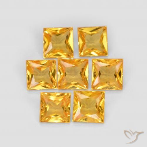 Gemas de Zafiro Naranja dorado natural de 2.10 ct, Cuadrado, VS