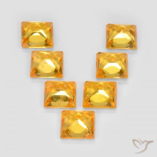 Gemas de Zafiro Naranja dorado natural de 2.10 ct, Cuadrado, VS