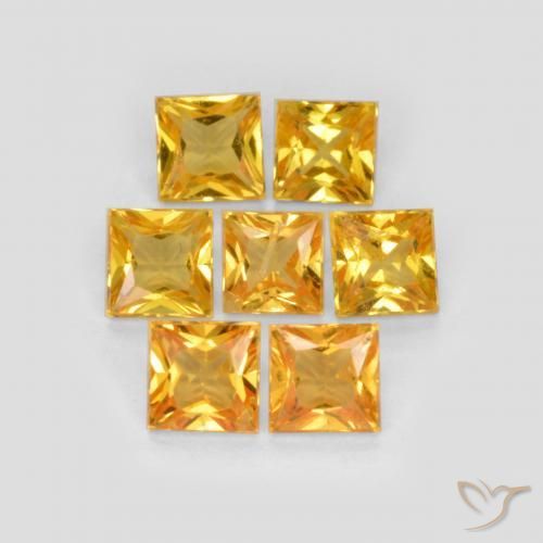 Gemas de Zafiro Dorado oscuro natural de 2.26 ct, Cuadrado, VS