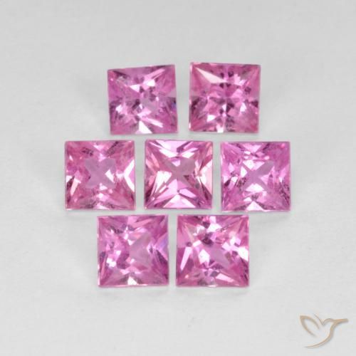 Gemas de Zafiro Rosado púrpura real natural de 1.98 ct, Cuadrado, VS