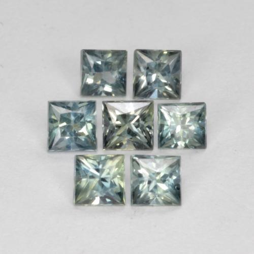 Gemas de zafiro azul verdoso natural de 1,05 ct, cuadrado, VS