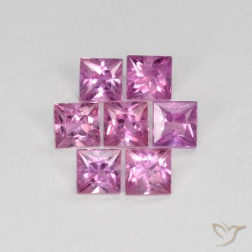 Gemas de Zafiro Rosado púrpura real natural de 0.98 ct, Cuadrado, VS