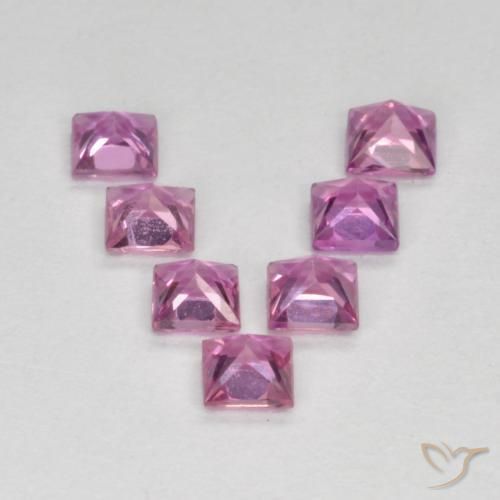 Gemas de Zafiro Rosado púrpura real natural de 0.98 ct, Cuadrado, VS