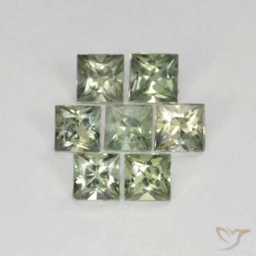 Gemas de Zafiro Verde salvia claro natural de 1.19 ct, Cuadrado, VS