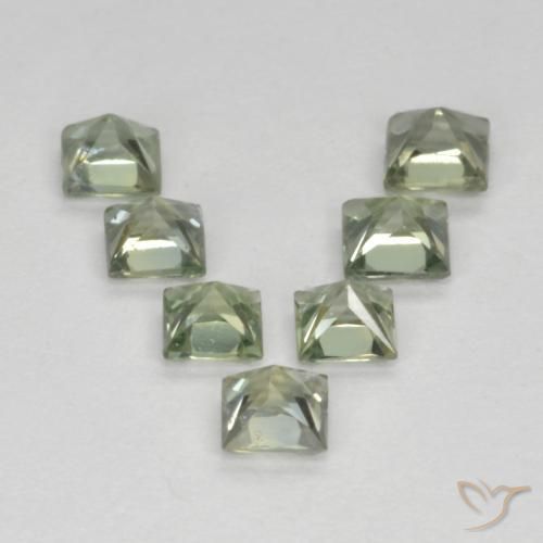 Gemas de Zafiro Verde salvia claro natural de 1.19 ct, Cuadrado, VS
