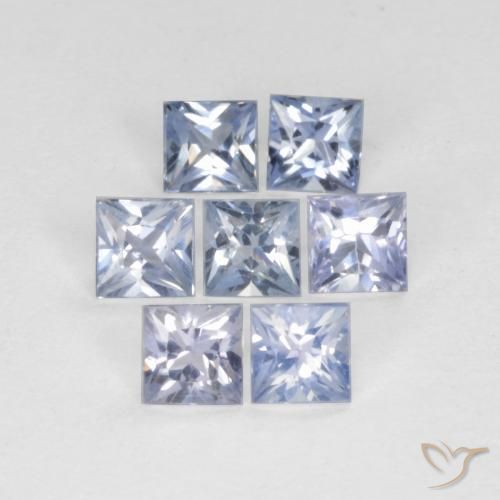Gemas de Zafiro Azul púrpura claro natural de 1.04 ct, Cuadrado, VS