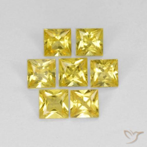 Gemas de Zafiro Amarillo natural de 0.91 ct, Cuadrado, VS