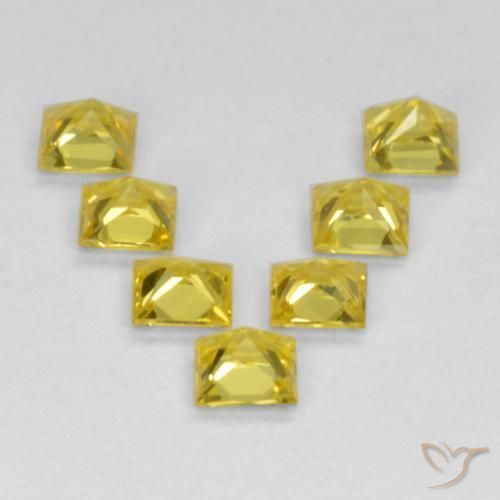 Gemas de Zafiro Amarillo natural de 0.91 ct, Cuadrado, VS