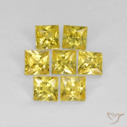 Gemas de Zafiro Amarillo natural de 0.94 ct, Cuadrado, VS