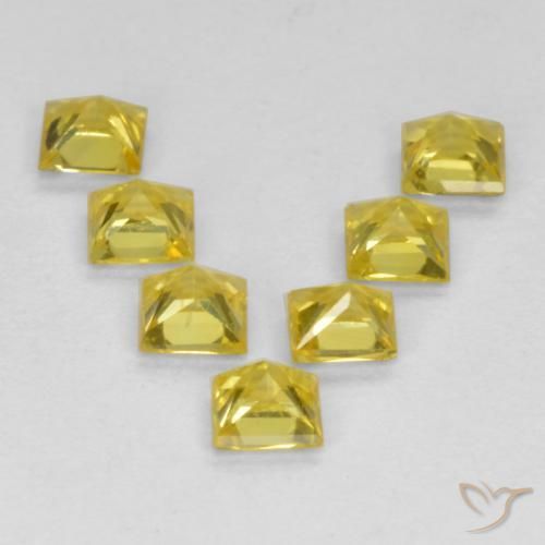 Gemas de Zafiro Amarillo natural de 0.94 ct, Cuadrado, VS