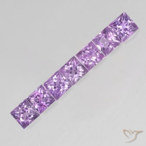 Gemas de Zafiro Violeta medio natural de 0.85 ct, Cuadrado, VS