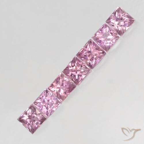 Gemas de Zafiro Rosado muy claro natural de 0.67 ct, Cuadrado, VS