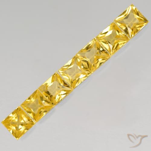 Gemas de Zafiro Dorado natural de 2.32 ct, Cuadrado, VS