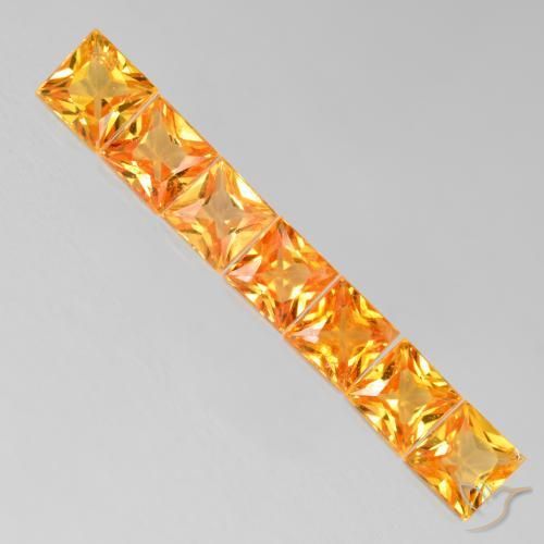 Gemas de Zafiro Naranja miel natural de 2.20 ct, Cuadrado, VS