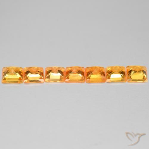 Gemas de Zafiro Naranja miel natural de 2.20 ct, Cuadrado, VS