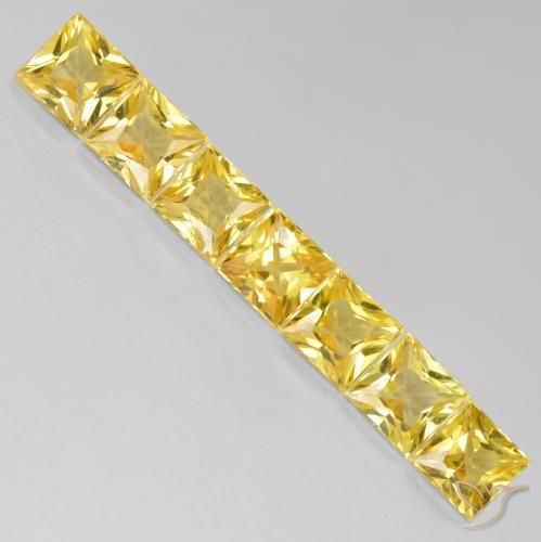 Gemas de Zafiro Amarillo medio natural de 2.33 ct, Cuadrado, VS