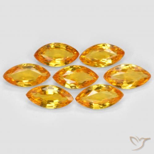 Gemas de Zafiro Dorado naranja intenso natural de 1.23 ct, Marquesa, VS