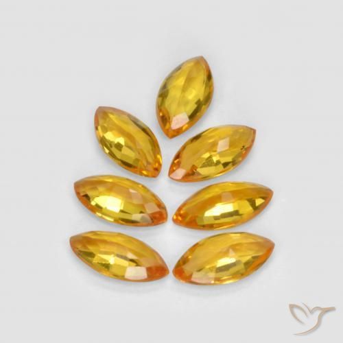 Gemas de Zafiro Dorado naranja intenso natural de 1.23 ct, Marquesa, VS