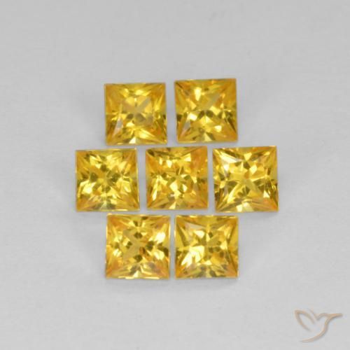 Gemas de Zafiro Dorado natural de 1.06 ct, Cuadrado, VS