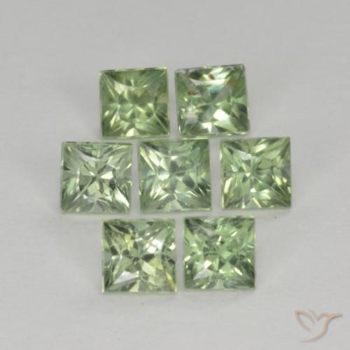 Gemas de Zafiro Verde claro natural de 1.59 ct, Cuadrado, VS