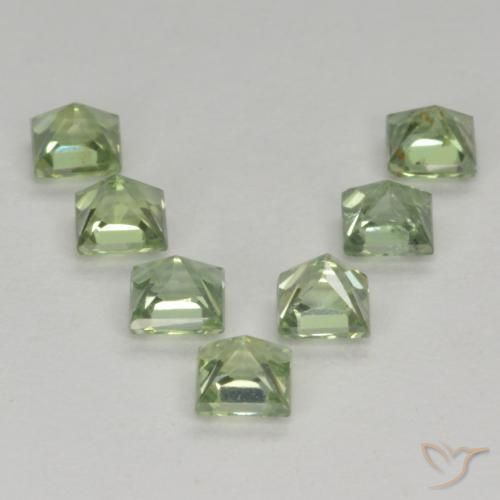 Gemas de Zafiro Verde claro natural de 1.59 ct, Cuadrado, VS
