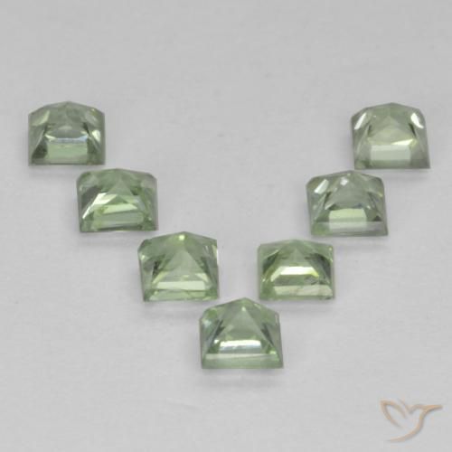 Gemas de Zafiro Verde salvia claro natural de 1.02 ct, Cuadrado, VS