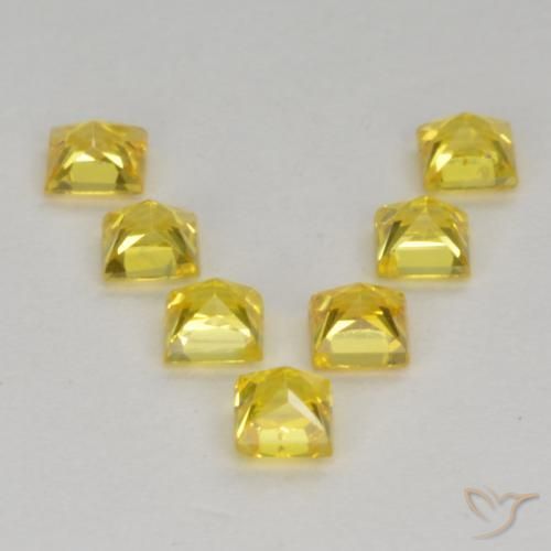 Gemas de Zafiro Amarillo claro medio natural de 1.03 ct, Cuadrado, VS