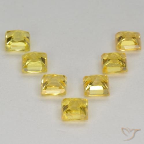 Gemas de Zafiro Amarillo medio natural de 1.43 ct, Cuadrado, VS