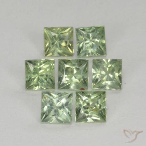Gemas de Zafiro Verde salvia claro natural de 1.59 ct, Cuadrado, VS