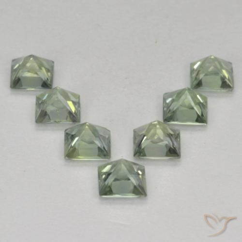 Gemas de Zafiro Verde claro natural de 1.15 ct, Cuadrado, VS