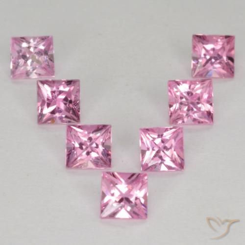 Gemas de Zafiro Rosado púrpura real muy claro natural de 1.19 ct, Cuadrado, VS