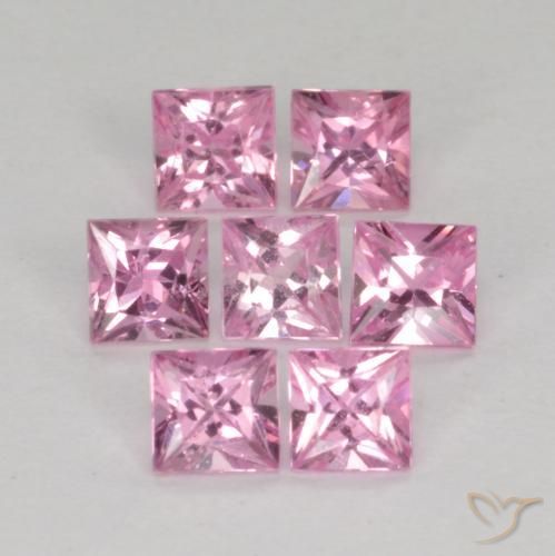 Gemas de Zafiro Rosado púrpura real muy claro natural de 1.19 ct, Cuadrado, VS