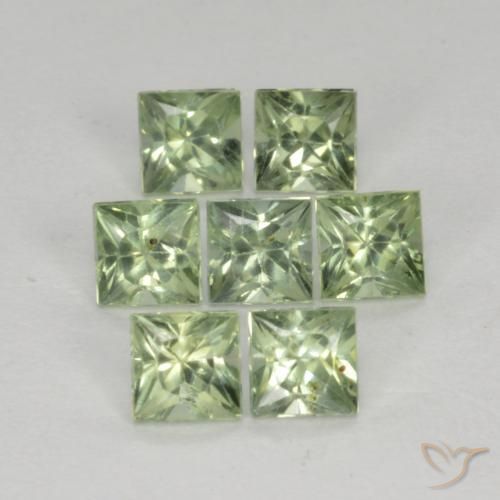 Gemas de Zafiro Verde claro natural de 1.55 ct, Cuadrado, VS