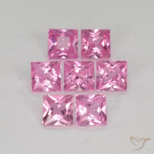 Gemas de Zafiro Rosado púrpura real muy claro natural de 1.03 ct, Cuadrado, VS