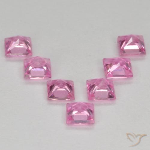 Gemas de Zafiro Rosado púrpura real muy claro natural de 1.03 ct, Cuadrado, VS
