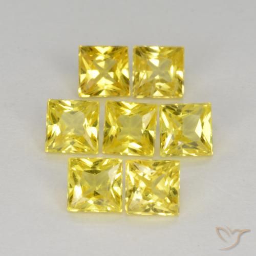 Gemas de Zafiro Amarillo natural de 1.68 ct, Cuadrado, VS