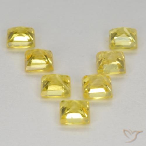 Gemas de Zafiro Amarillo natural de 1.68 ct, Cuadrado, VS