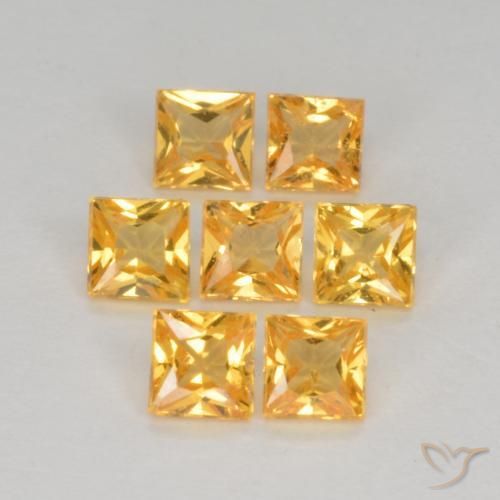 Gemas de Zafiro Naranja dorado intenso natural de 1.44 ct, Cuadrado, VS